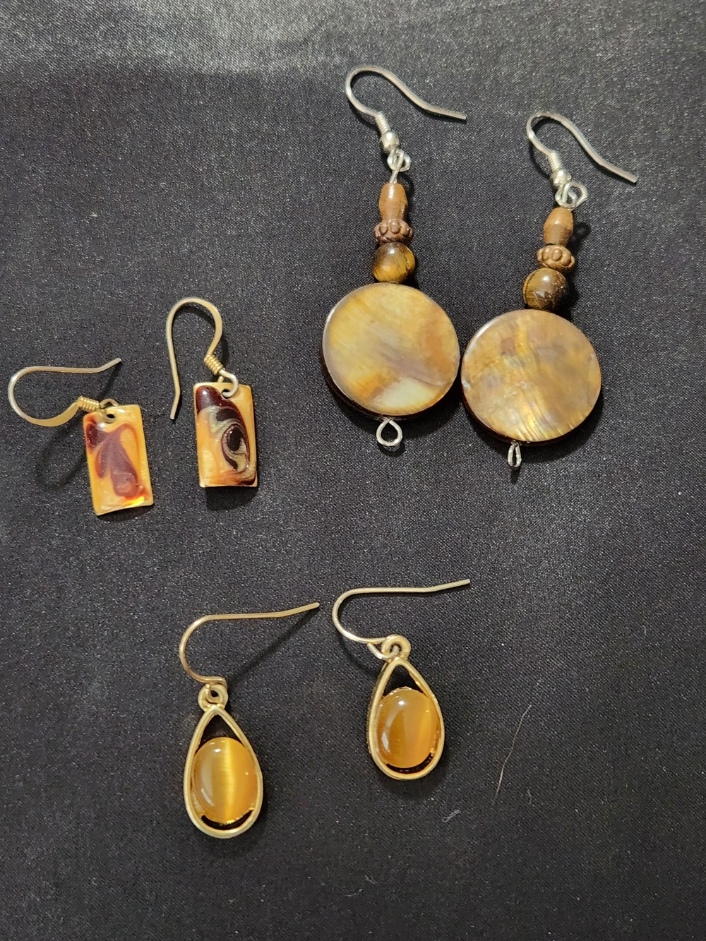 Brown & Gold Dangle Earrings - Natural Tone Women's Jewelry